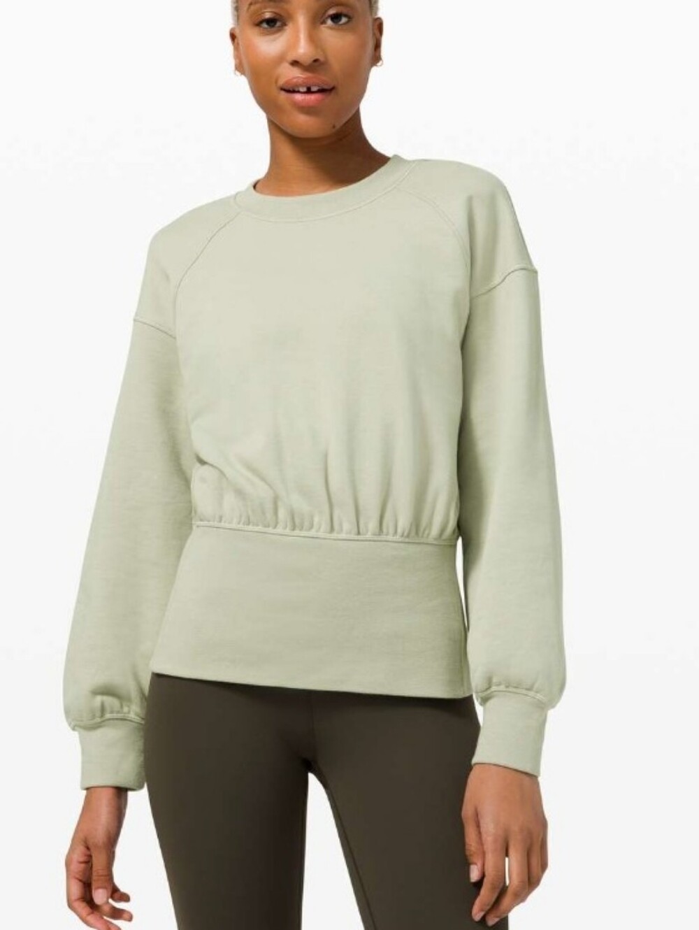 lululemon Hugged Waist Cotton Pullover in Light Sage Green Fern Color Small